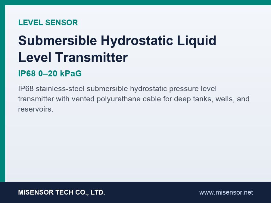 Submersible Hydrostatic Liquid Level Transmitter (IP68 0–20 kPaG)